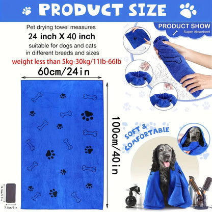 1/4 PCS Quick-Drying Microfiber Dog Towel Absorbent Pet Bath Product Fiber Quick-Drying Bath Towel Car Wiping Cloth Pet Supplies