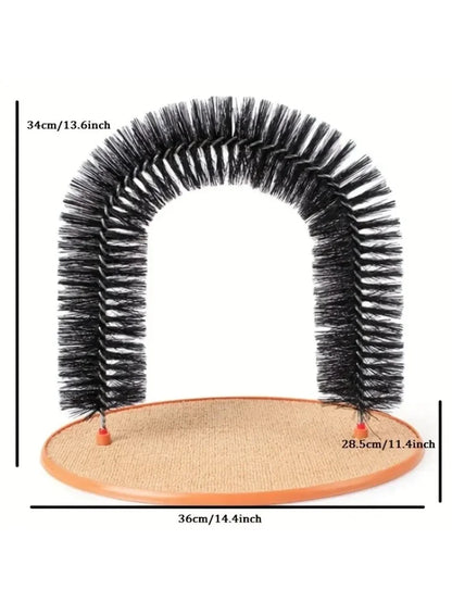 Cat Toy Arch Self Groome Pamper Feline with a Massage Grooming Rubbing Brush with Scratching Pad Toy for Cats Interactive Toys