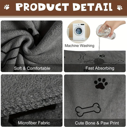 1/4 PCS Quick-Drying Microfiber Dog Towel Absorbent Pet Bath Product Fiber Quick-Drying Bath Towel Car Wiping Cloth Pet Supplies