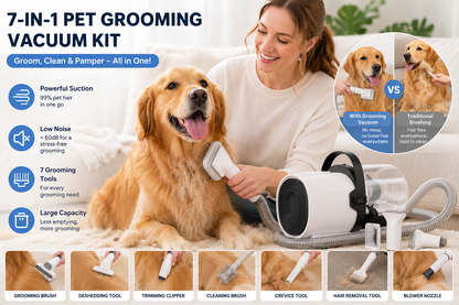 Professional Pet Grooming Vacuum – 7 Tools in 1