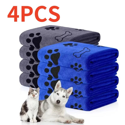 1/4 PCS Quick-Drying Microfiber Dog Towel Absorbent Pet Bath Product Fiber Quick-Drying Bath Towel Car Wiping Cloth Pet Supplies